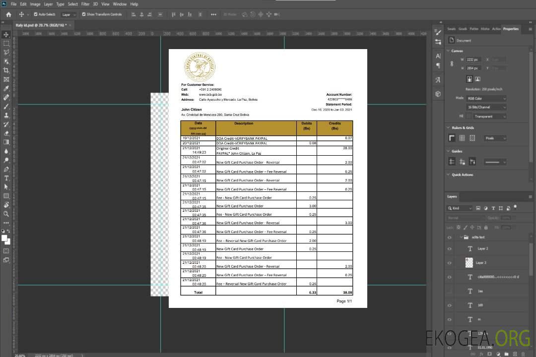 Bolivie Banco Central de Bolivia Excel template